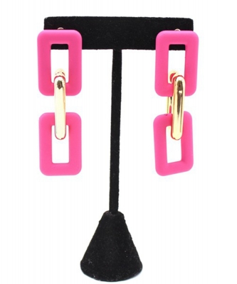Chain Link Drop Earrings ES700132 FUSHIA